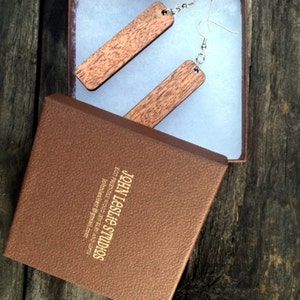 Long Rectangle Earrings from Reclaimed Natural Mahogany image 5