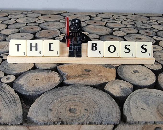 The Boss Desk Plate,The Boss Name Plate, Boss Gift, Super Hero Mini Figure, Quirky Boss Gift, Best Boss, New Job Gift, Promotion Gift