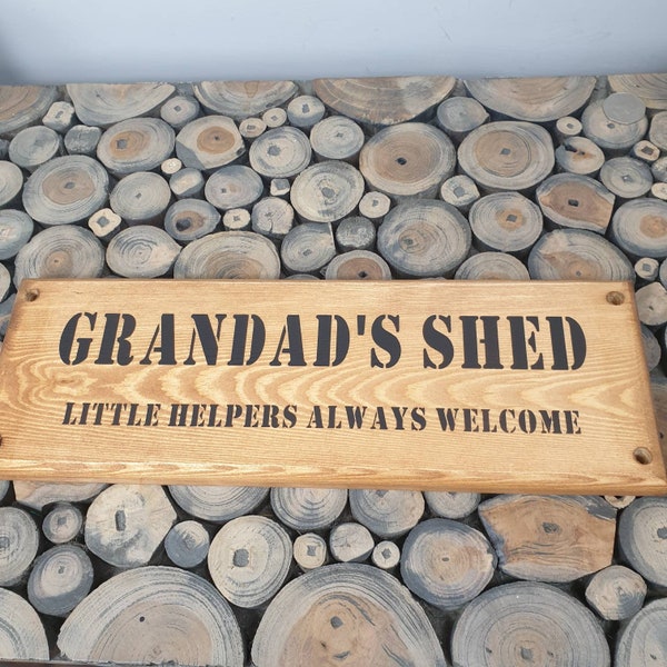 Grandad's Shed Little Helpers Always Welcome  Wall Plaque