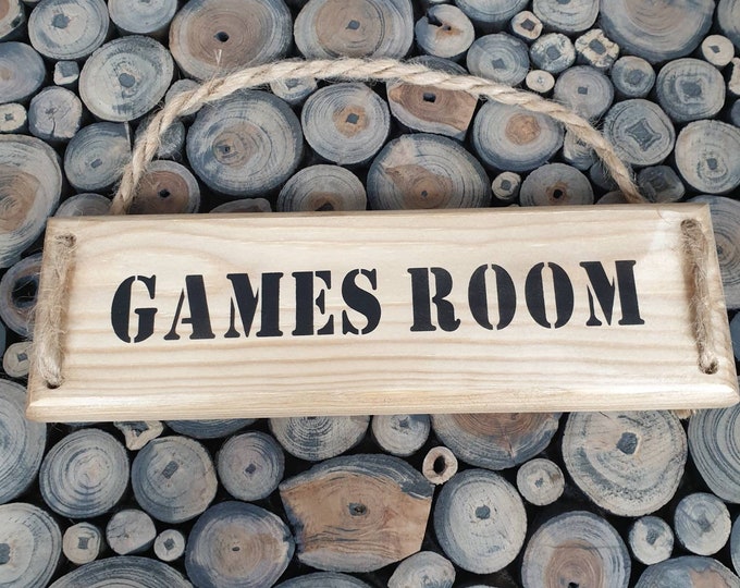 Games Room Sign, Games Room Plaque, Wooden Sign