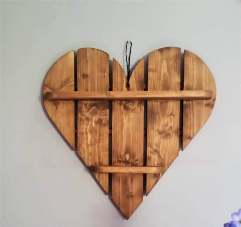 Large Rustic Wooden Heart with 2 shelves handmade from fsc Etsy