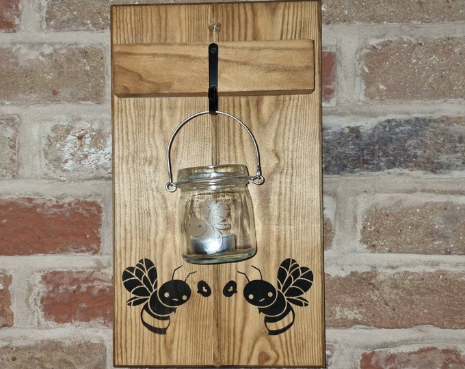 Wooden Bee Candle Sconce/Tea Light Holder
