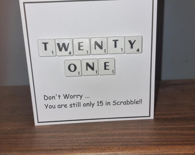 Twenty First Birthday Card, 21st Scrabble Card