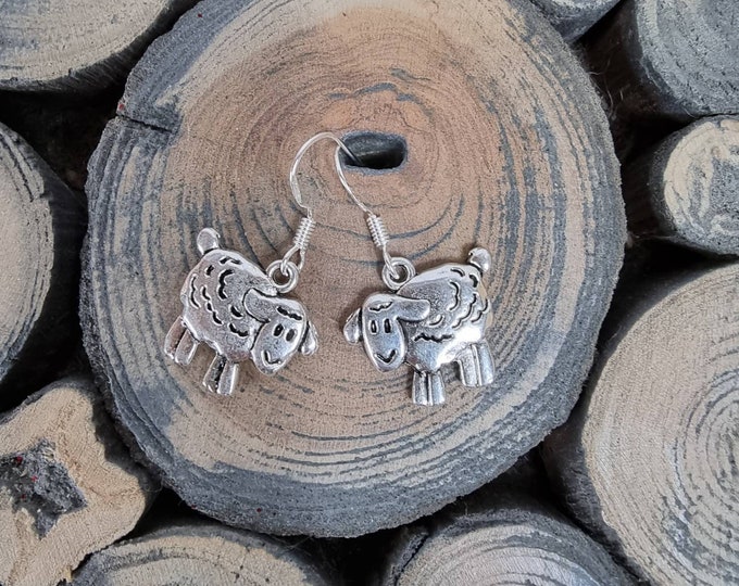Sheep Earrings, Sterling Silver Earwires