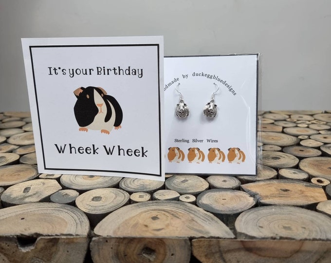 Guinea Pig Earrings with Birthday Card, Letter box Gift,