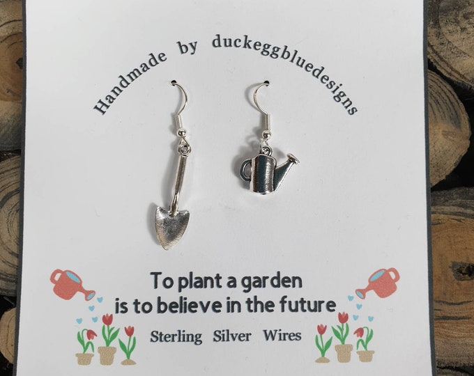 Gardeners Tool Earrings,  spade and watering can earrings,Gardener Gift, Horticulturist, To plant a garden is to believe in the future gift