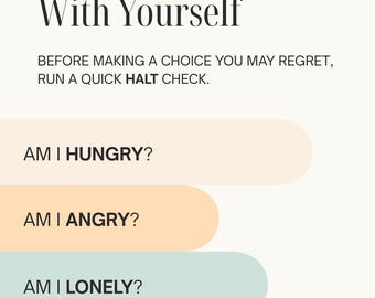 HALT Technique Printable: Emotional Awareness, Coping Skills & Stress Management (Digital Download)