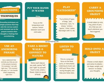 Grounding Techniques Printable: Coping Skills for Anxiety, Stress & Overwhelming Emotions (Digital Download)