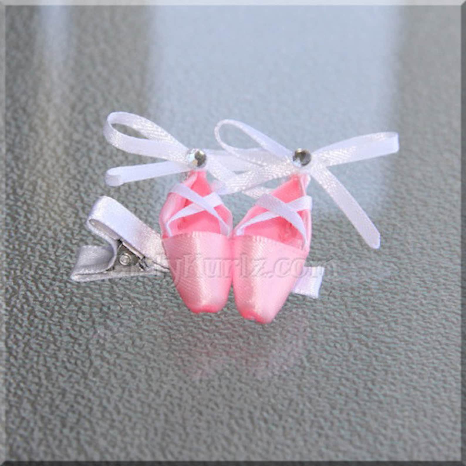 pink ballet slippers hair clip, dance hair bow, pointe shoe hair clip, ballet hair bow, ballerina hair bow, ballet hair clip