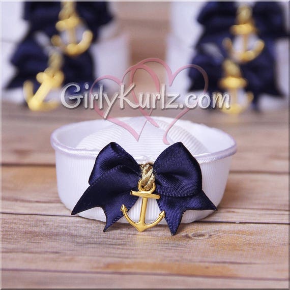 Navy Sailor Hair Clip With Bow, Small Sailor Hat Hair Accessory
