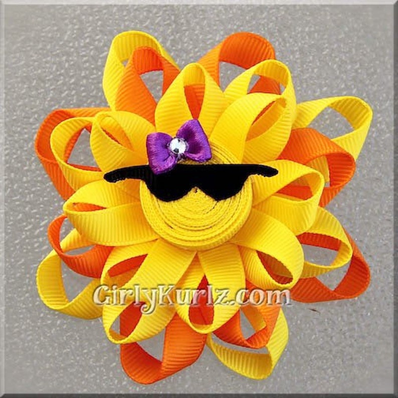 PINK Sun Hair Bow Ribbon Sculpture Hair Clip Loopy Hair Bow Etsy