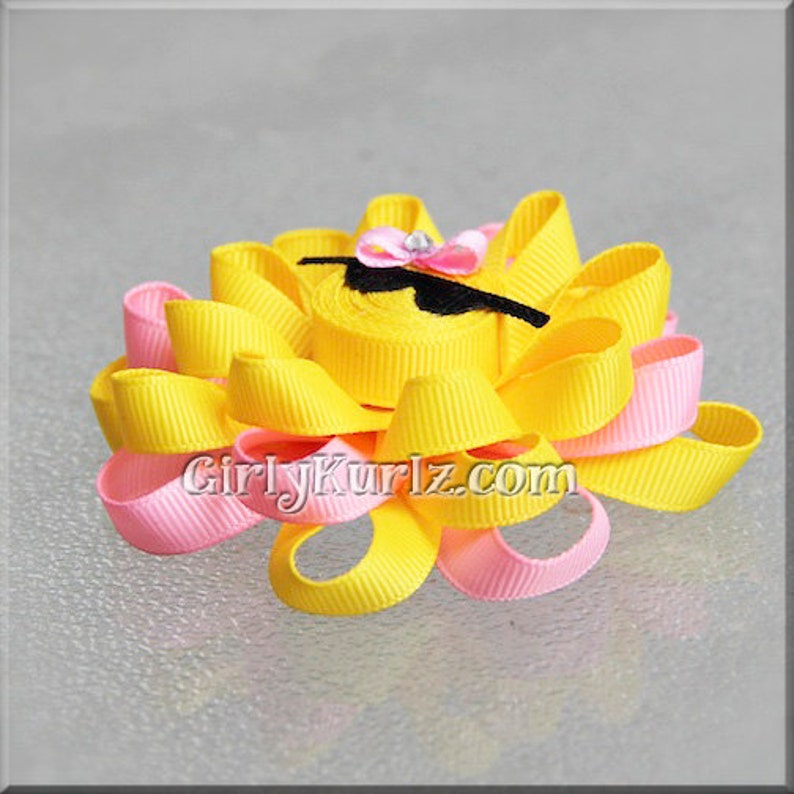 PINK Sun Hair Bow Ribbon Sculpture Hair Clip Loopy Hair Bow Etsy