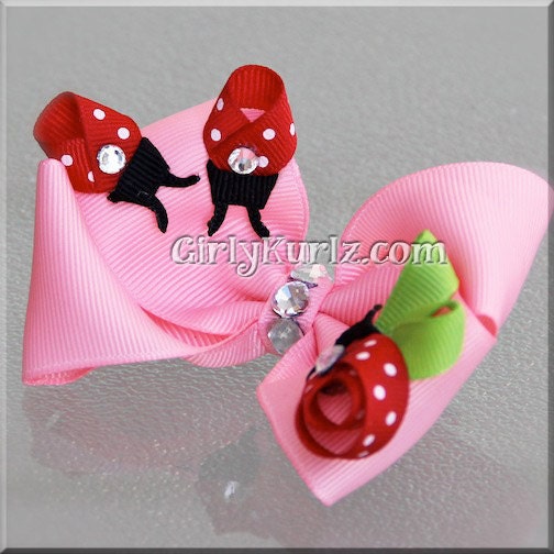 Ladybug Hair Bow Ladybug Hair Clip Easter Hair Bow Pink Etsy