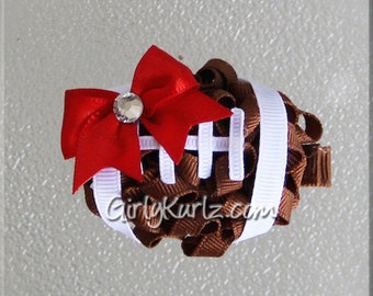 MINI Football Hair Bow, Football Bow, Football Hair Clip, Sports Hair Bow, Sports Hair Clip, Accesorios para el cabello
