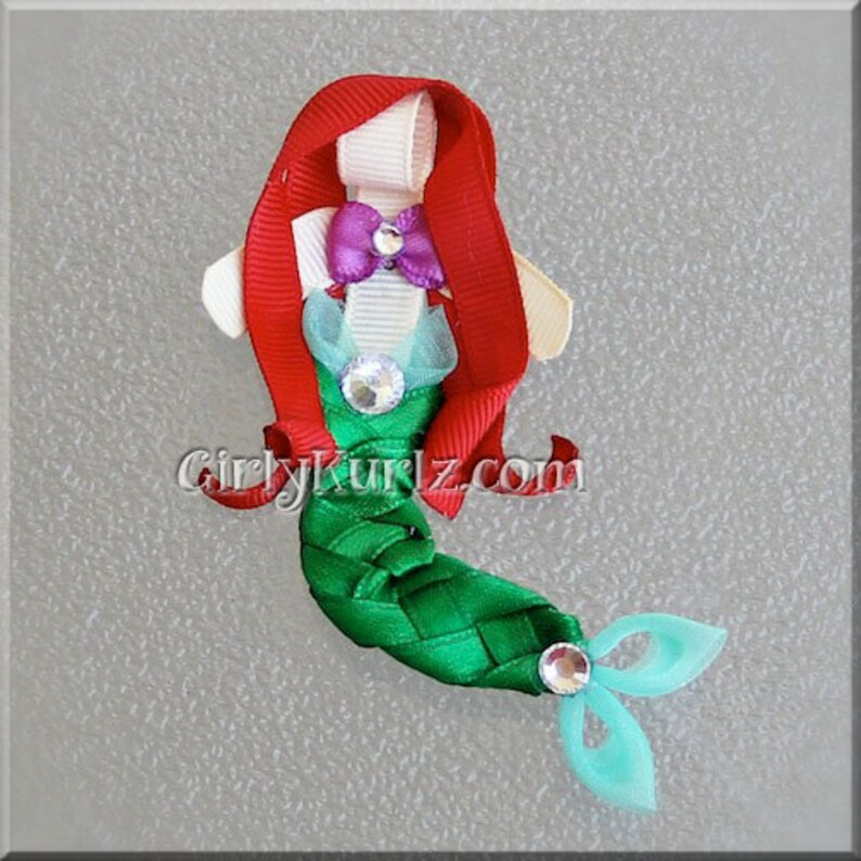Little Mermaid Hair Clip Ribbon Sculpture Ariel Hair Clip Etsy
