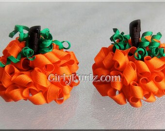 Pumpkin Hair Bow, Halloween Hair Bow, Fall Hair Bow, Halloween Hair Clip, Pumpkin Bow, Hair Bow for Girls, Hair Accessories