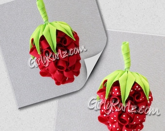 MINI Strawberry Hair Bow, Strawberry Hair Clip, Strawberry Shortcake Bow, Strawberry Shortcake Clip, Hair Bows for Girls