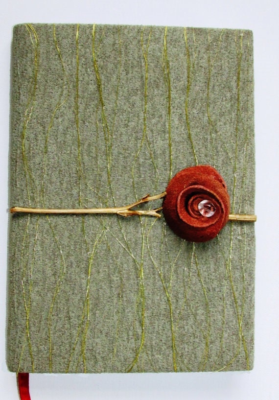 2025 diary. Genuine twig/ rosette motif, fabric design cover. One of a kind gift, - optional personalised gift note. By BevSamantha
