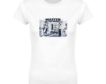 Camiseta de mujer "Master On The Bridge" Regalo para esposa de marinero Camiseta familiar de la marina mercante Camiseta náutica humorística para mujer Regalo para esposa de marinero