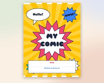 Comic-Vorlage zum Ausdrucken für Kinder, Comic-Bastelset, Comic-Strip-Vorlage, Superhelden-Schreibübung (PDF), Alter 6-12