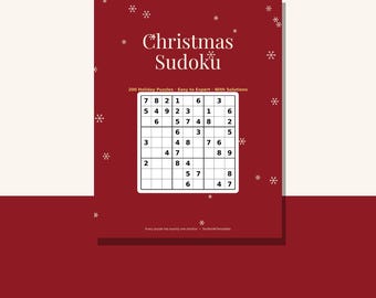 Weihnachts-Sudoku zum Ausdrucken, 200 weihnachtliche Sudoku-Rätsel als PDF mit Lösungen, Weihnachtsrätselbuch, von leicht bis schwer, Download im Letter- und A4-Format