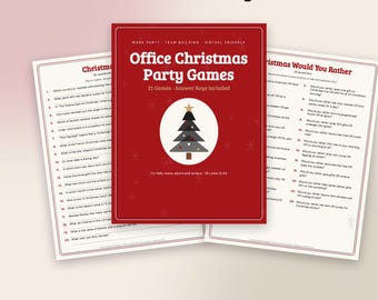 Weihnachtsfeierspiele fürs Büro, 21 druckbare Spiele für Erwachsene, Teambuilding, Weihnachtsquiz für Kollegen, Buffalo Plaid