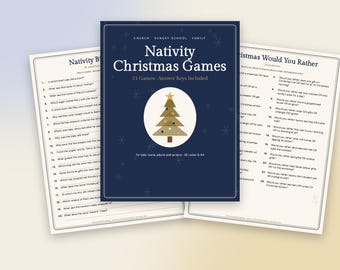Weihnachtsspiele rund um die Krippe, 21 druckbare christliche Weihnachtsspiele, Bibelquiz, Aktivitäten für den Sonntagsschulunterricht, Spiele für die Kirchengemeinde