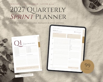 Dark Academia Planer 2027, Quartalszielplaner, 90-Tage-Sprintplaner, Dark Mode GoodNotes iPad Digital & Printable PDF