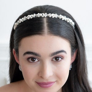 Pearl & Crystal Bridal Headband • Crystal Bridal Headband • Pearl Wedding Headband • Floral Detail Wedding Hair Accessory  • 3429