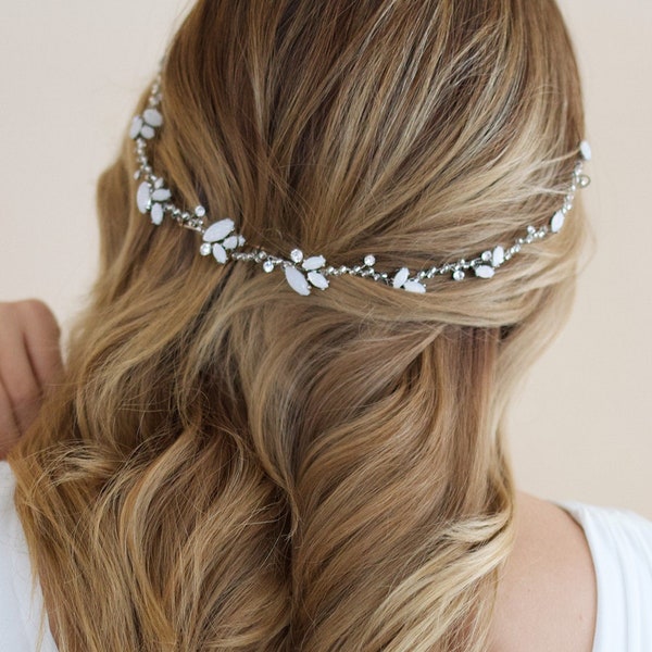Opal Hair Vine • Silver Hair Vine • Opal Wedding Headpiece • Opal Bridal Hair Piece • Bridal Hair Accessories • Opal Bridal Hair Vine • 3425