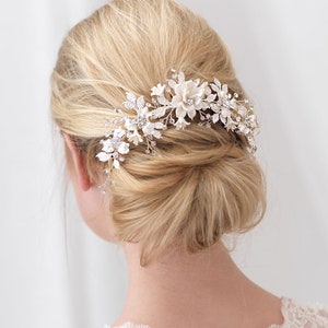 Bridal Hair Accessory Floral Bridal Comb Bridal Headpiece Bridal Hair Piece Ivory Flower Hair Comb Flower Comb for Bride 2303 image 6