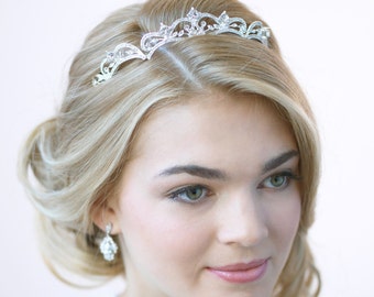 Rhinestone Wedding Tiara, Princess Tiara, Rhinestone Bridal Crown, Princess Crown, Vintage Wedding Headpiece, Rhinestone Tiara ~TI-179