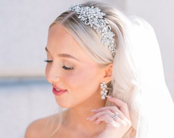 Pearl and Crystal Wedding Headband • Pearl Bridal Headband • Pearl Bridal Hair Piece • Crystal Bridal Hair Accessories • 3431