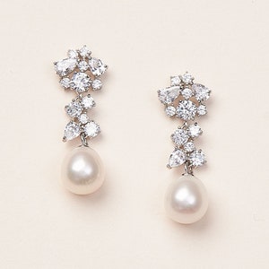 Diamond and outlet pearl earrings wedding