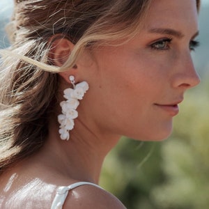 Wedding Earrings, Statement Wedding Earrings, Floral Bridal Earrings, Flower Wedding Earrings, Bridal Earrings, Dangle Earrings ~4279