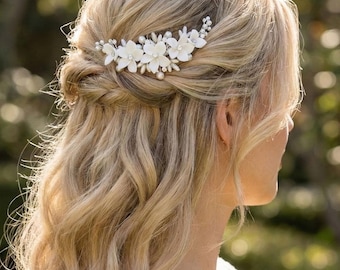 Floral Hair Comb • Pearl and Crystal Bridal Hair Comb • Wedding Hair Accessory • Flower Hair Accessory • 2561