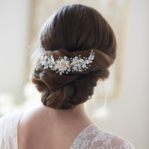 Bridal Hair Accessory Floral Bridal Comb Bridal Headpiece Bridal Hair Piece Ivory Flower Hair Comb Flower Comb for Bride 2303 image 4