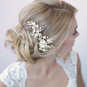 Ivory Floral Hair Clip, Bridal Hair Accessory, Bridal Hair Clip, Floral Bridal Clip, Wedding Headpiece, Bridal Hair Piece, Hair Clip 2274 image 5