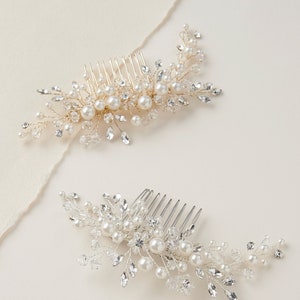 Pearl & Crystal Bridal Comb Floral Wedding Crystal Comb Bridal Headpiece Gold Wedding Comb Silver Bridal Comb Rose Gold Comb 2293 image 8