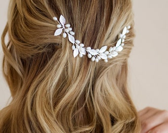 Pearl Bridal Headpiece • Floral Wedding Vine • Wedding Hair Accessory • Bridal Hair Comb • Pearl Comb • Bridal Floral Headpiece ~2486