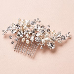 Floral Bridal Comb, Pearl & Crystal Wedding Comb, Bridal Comb, Freshwater Pearl Comb, Wedding Comb, Floral Bridal Hair Comb, Weddings2453 image 3