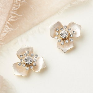 Floral Bridal Stud Earrings Floral Wedding Earrings Flower Stud Earrings Floral Studs Crystal Floral Studs Wedding Studs 4198 image 5