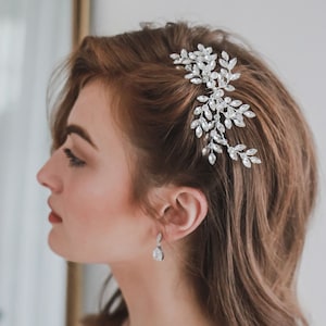 Peineta de novia de cristal, peineta de boda de plata, peineta de boda de cristal, peineta de novia de plata, peineta de novia de diamantes de imitación, peineta de boda de plata ~2469