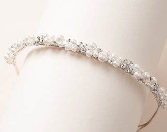 Perle & Strass Braut Stirnband, Hochzeit Kopfschmuck, Braut Haarschmuck, Perlen Hochzeit Stirnband, Perlen Stirnband ~TI-3202