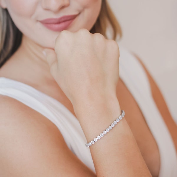 Silver Wedding Bracelet, Silver CZ Bridal Bracelet, Silver Bridal Bracelet, Wedding Bracelet, Silver CZ Wedding Bracelet, CZ Bracelet~4889