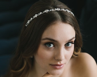 Beaded Crystal Wedding Headband • Silver Crystal Headband • Crystal Wedding Headpiece • Crystal Bridal Headpiece • Bridal Headband • 3449