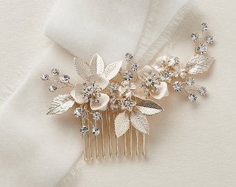 Floral Bridal Comb, Floral Wedding Hair Comb, Bridal Hair Comb, Floral Bridal Hair Accessory, Wedding Hair Accessory, Floral Comb ~2437