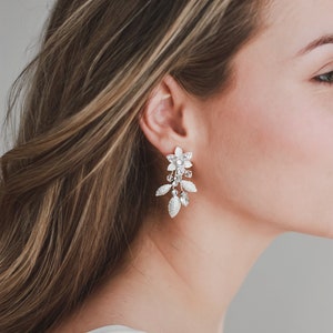 Floral Bridal Earrings • Crystal Wedding Earrings • Floral Jewelry • Crystal Jewelry • Rhinestone Earrings • Dangle Earrings • Bridal • 4156
