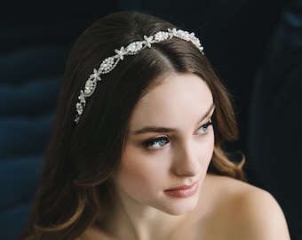 Schönes Perlen-Stirnband Für Bräute – Mit Kristall & Strass In Silber, Ideal Für Hochzeit & Feiern