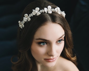 Pearl and Crystal Wedding Headband • Crystal Bridal Headband • Pearl Bridal Hair Piece • Crystal Bridal Hair Accessories • 3454